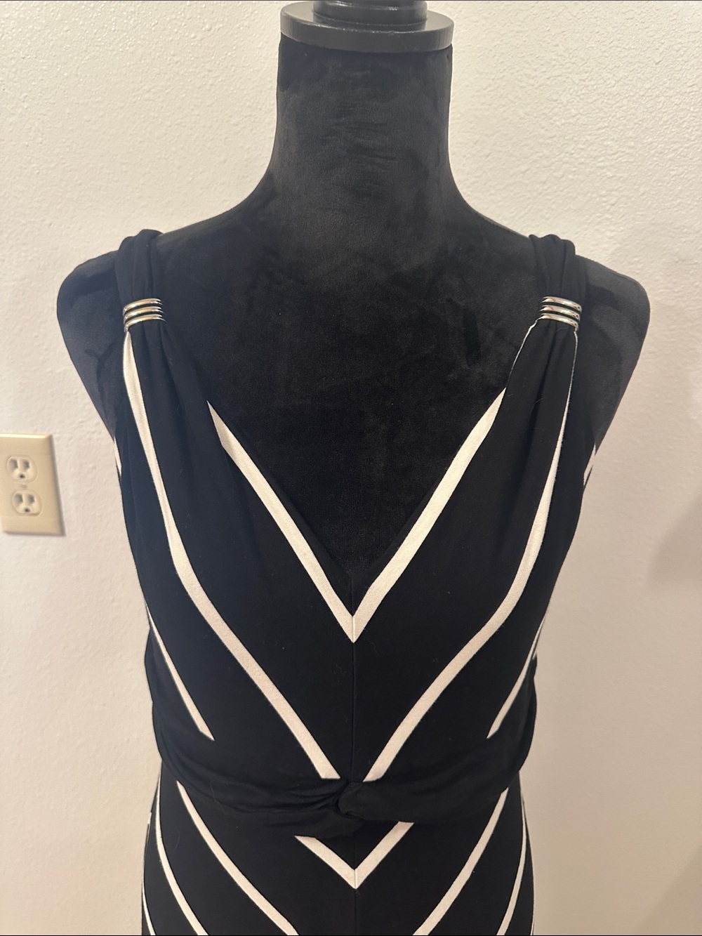 White House Black Market Black and White Striped Maxi Dress - Picture 2 of 6